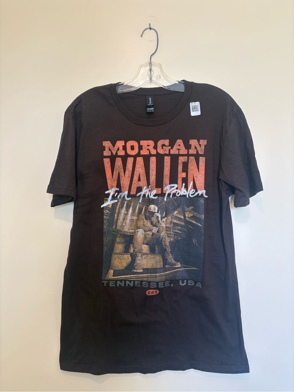 New without Tags Gildan Brown Morgan Wallen Graphic Tee with Orange Print Size M